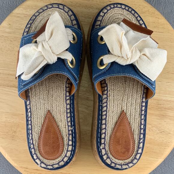 Zimmermann Bow Platform Espadrille Denim Sandals Women’s Size 40 EU / 9-9.5 US - Picture 6 of 8